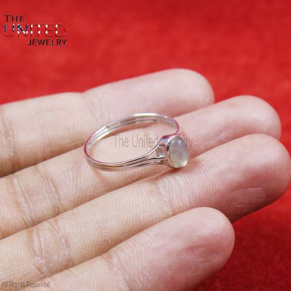 Oval Moonstone 925 Sterling Silver | Adjustable Minimalist Ring