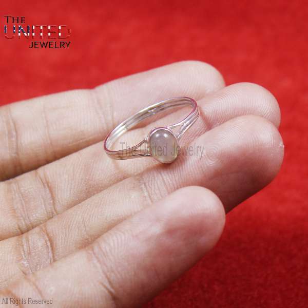 Oval Moonstone 925 Sterling Silver | Adjustable Minimalist Ring