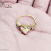 925 Sterling Silver Gold-Plated Oval Opal Promise Ring with Heart Accents