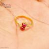 Dainty Toi et Moi Ruby 925 Sterling Silver Gold-Plated Ring