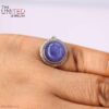 Round Tanzanite Cabochon 925 Sterling Silver Diamond Halo Ring