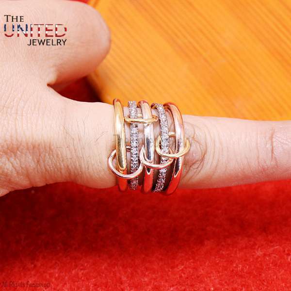 5-Band Interlocking Linked 925 Sterling Silver Statement Ring