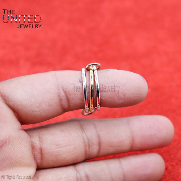 925 Sterling Silver Interlocking Multi-Tone Daily Ring