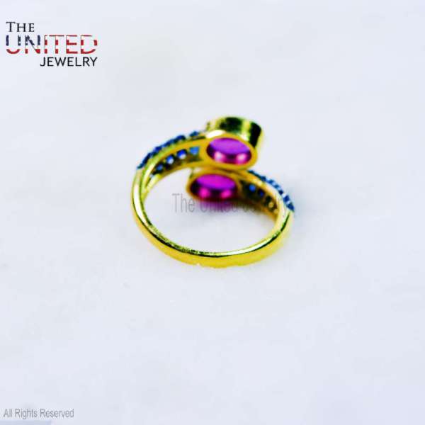 Artisan Toi et Moi Ruby & Sapphire 925 Sterling Silver Bypass Ring