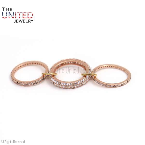 Modern Interlocking 925 Sterling Silver Multi-Band Ring