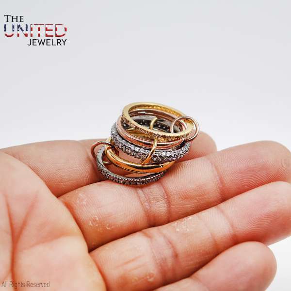 5-Band Interlocking Linked 925 Sterling Silver Statement Ring