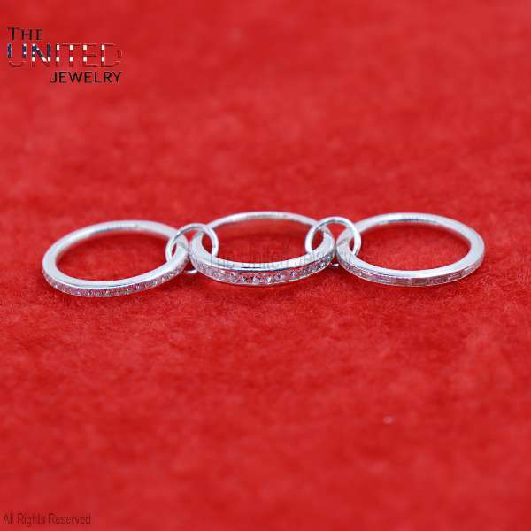3-Band Interlocking Linked 925 Sterling Silver Pavé Ring