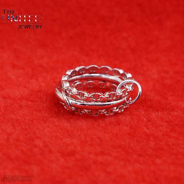 Marina Link Interlocking 925 Sterling Silver Multi-Band Rolling Ring