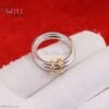 925 Sterling Silver Interlocking Ring with Gold-Plated Link