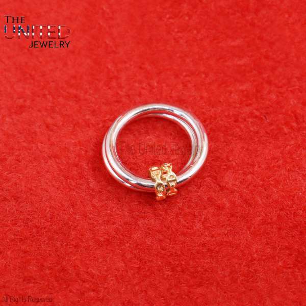925 Sterling Silver Interlocking Ring with Gold-Plated Link