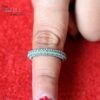Green & White Diamond Pavé 925 Sterling Silver Eternity Band
