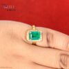 Emerald Cut Green Stone 925 Sterling Silver Halo Ring