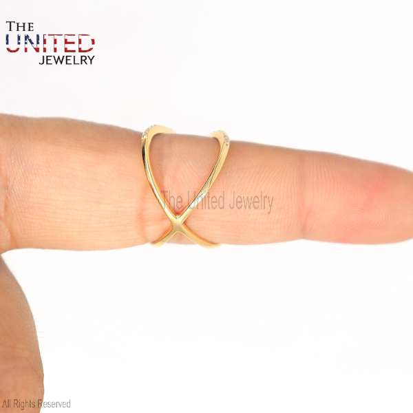 Criss-Cross "X" 925 Sterling Silver Diamond Pavé Statement Ring