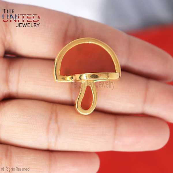 Mushroom Statement Ring 925 Sterling Silver | Oversized Coral & Turquoise Enamel Band