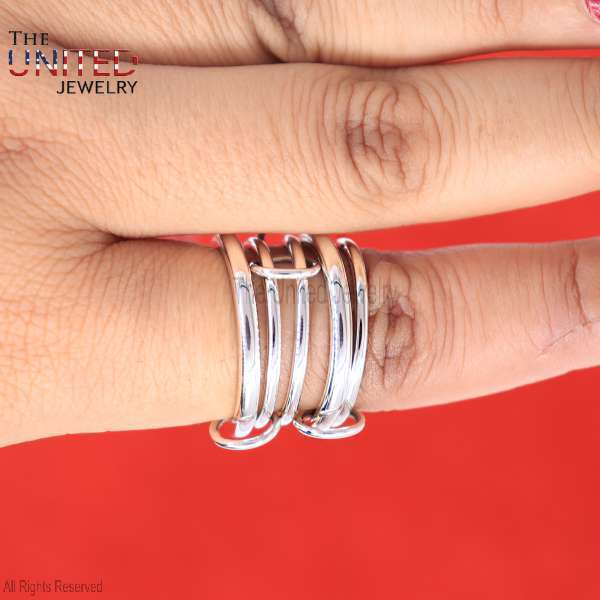 Multi-Band Interlocking 925 Sterling Silver Statement Rolling Ring