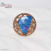 Natural Blue Opal Statement Ring in 925 Sterling Silver