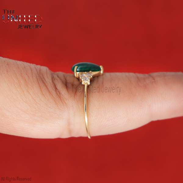 925 Silver Emerald & Diamond Minimalist Ring