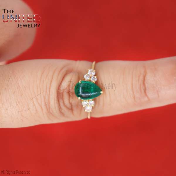 925 Silver Emerald & Diamond Minimalist Ring