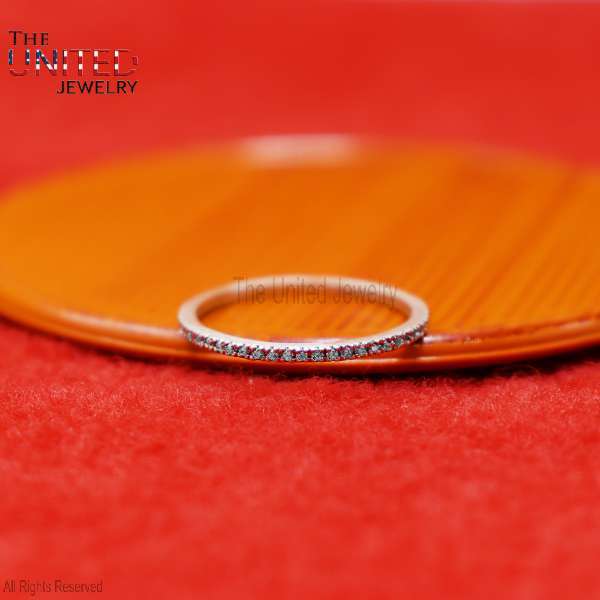 925 Sterling Silver Slim Diamond Eternity Stacking Ring