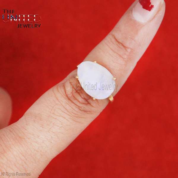 925 Sterling Silver Raw Moonstone Ring