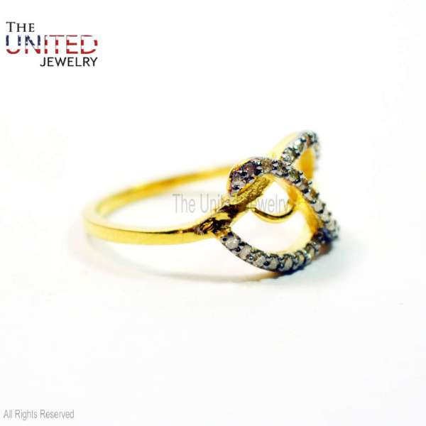 925 Sterling Silver Gold-Plated Pave Set Infinity Heart Knot Ring