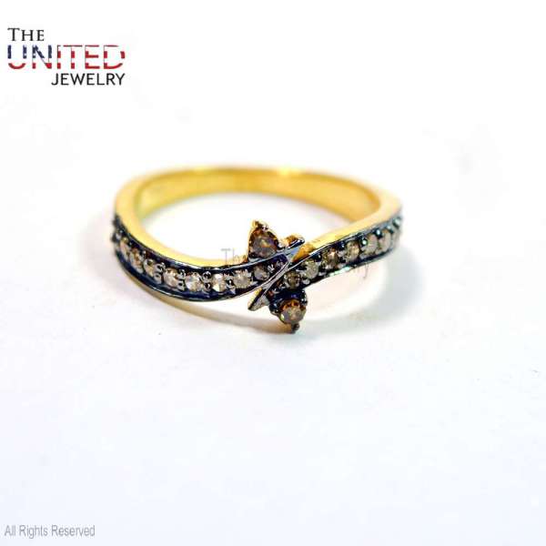 925 Sterling Silver Gold-Plated Citrine Armor Shield Statement Ring