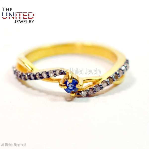 Dainty Blue Sapphire Infinity Ring in 925 Sterling Silver