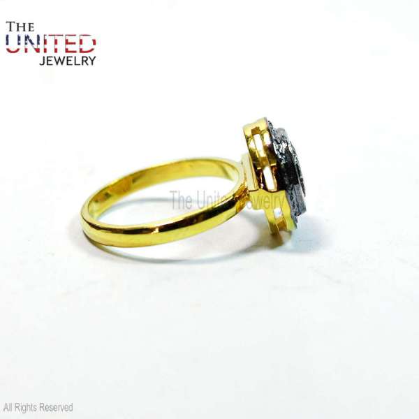 925 Sterling Silver Vintage Target Halo Polished Gemstone Statement Ring