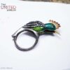 Handmade 925 Sterling Silver Enamel Hoopoe Bird Statement Ring