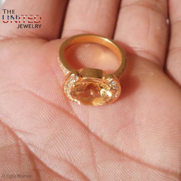 Natural Citrine East-West Statement Ring in 925 Sterling Silver