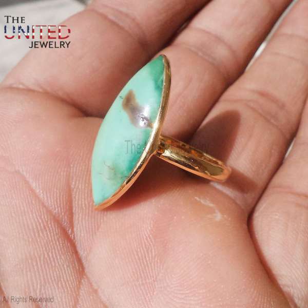 Boho Marquise Turquoise 925 Sterling Silver Ring