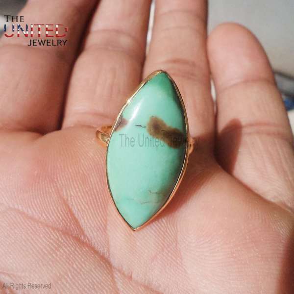 Boho Marquise Turquoise 925 Sterling Silver Ring