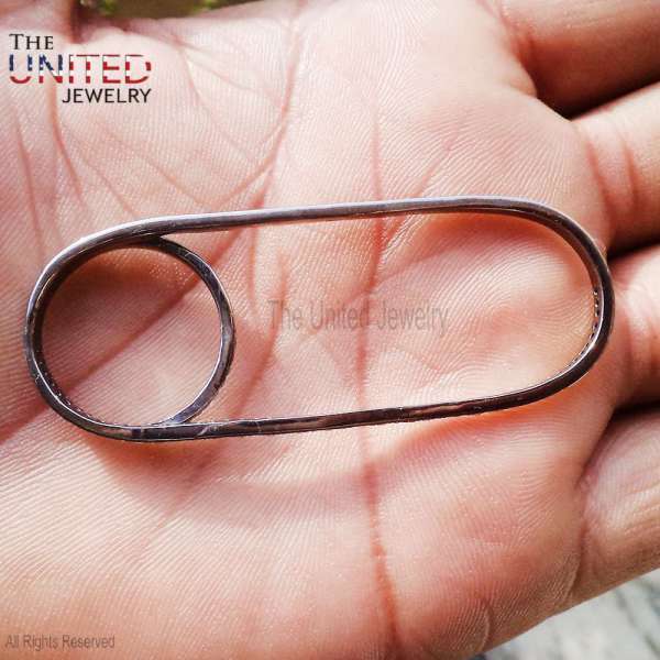 Minimalist Pill-Shaped Two-Finger Ring in 925 Sterling Silver