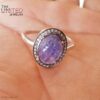 925 Sterling Silver Oval Lavender Tanzanite Halo Statement Ring