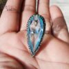 Handmade 925 Sterling Silver Blue Topaz Elongated Teardrop Cocktail Ring