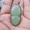 Handmade 925 Sterling Silver Elongated Green Chrysoprase Statement Ring