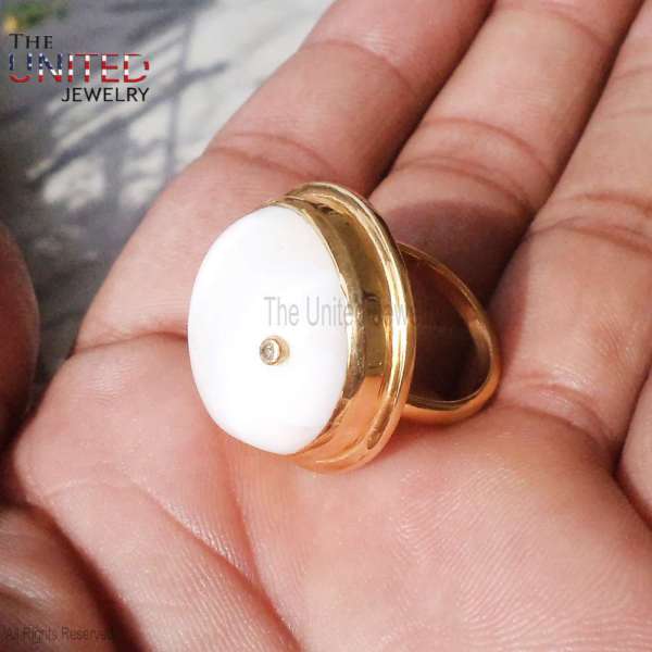 Elegant White Jade 925 Sterling Silver Ring