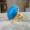 Handmade 925 Sterling Silver Round Turquoise Halo Statement Ring