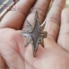 Handmade 925 Sterling Silver Black Rhodium North Star Champagne Zircon Statement Ring