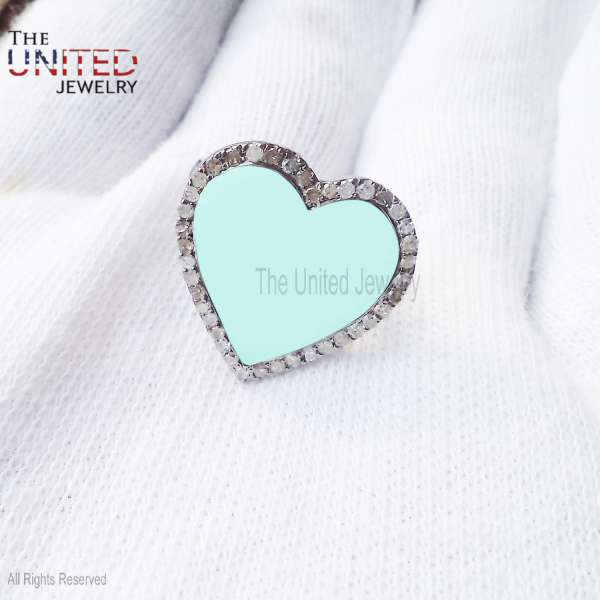 925 Sterling Silver Aqua Heart Halo Ring