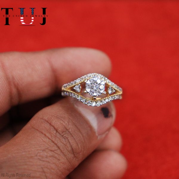 Dainty 925 Sterling Silver Curved Halo Engagement Ring