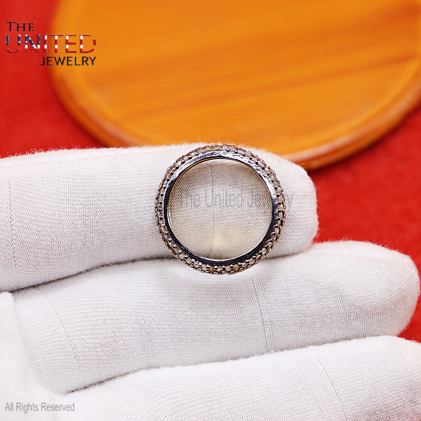 Handmade 925 Sterling Silver Black Rhodium Eternity Pavé Stacking Band