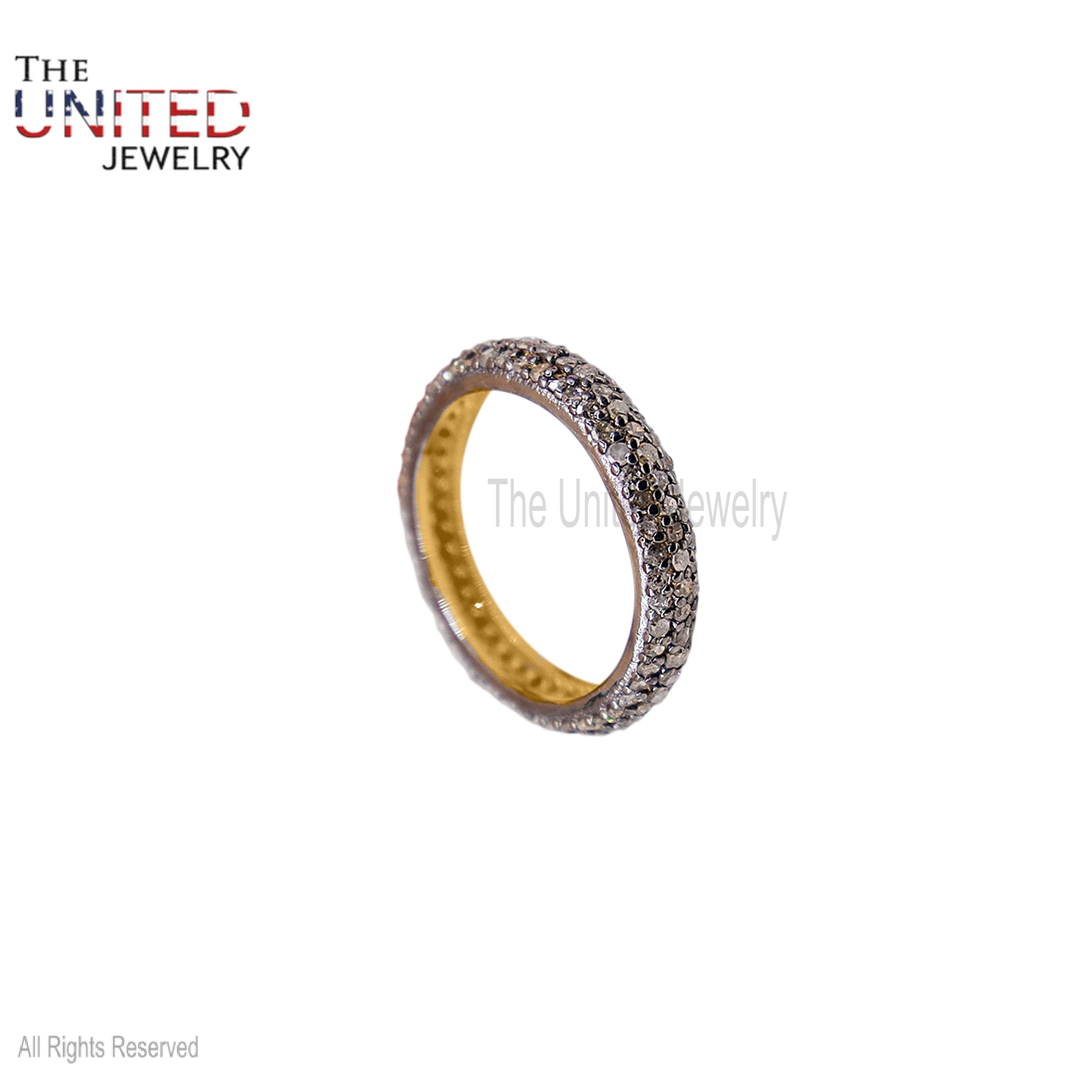 Handmade 925 Sterling Silver Black Rhodium Eternity Pavé Stacking Band