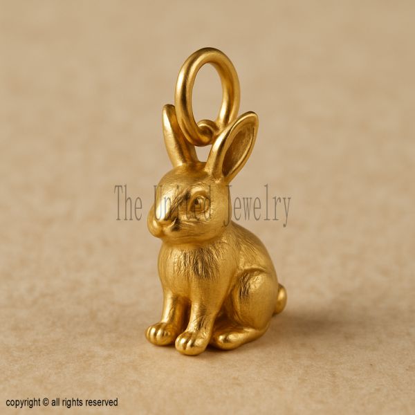Sterling Silver Bunny Charm: 3D Rabbit Pendant, Easter Jewelry