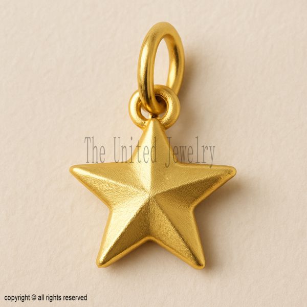 14k Gold Star Pendant – Minimalist Matte Finish Charm | Shining Star Jewelry Gift