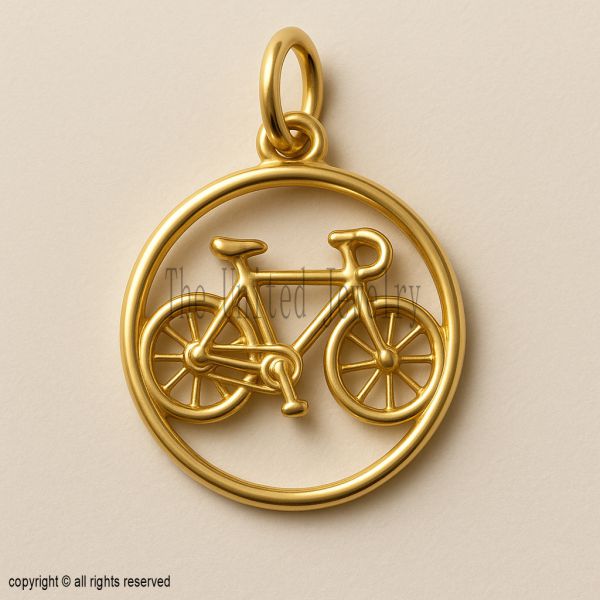 925 Silver Bicycle Pendant - Minimalist Cyclist Necklace