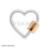 Two Tone Plating Handmade Heart Shape Carabiner Clasp Lock Jewelry Findings 925 Sterling Silver