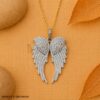 925 Sterling Silver Angel Wings Pendant with Diamond Accents, Guardian Angel Necklace, Wing Charm