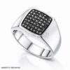 925 Sterling Silver Black Spinel Pave Signet Ring, Gothic Statement Jewelry