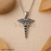 925 Sterling Silver Caduceus Pendant, Medical Symbol Necklace, Doctor Nurse Jewelry, Healthcare Gift